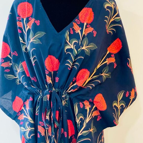 BRAND NEW Hand Block Printed Kaftan Indian Cotton Caftan Beach Wear Dress - Picture 3 of 5